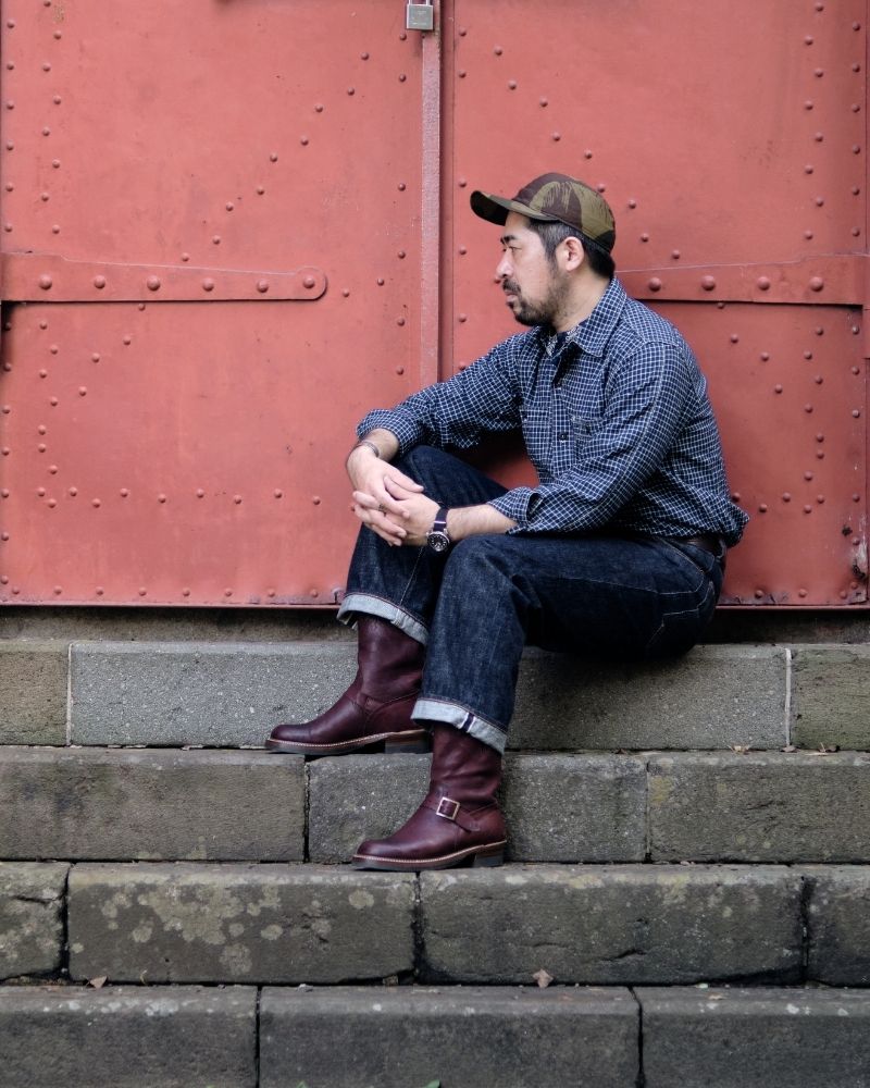 WABASH ENGINEER BOOTS / EZO SHIKA DEERSKIN BURNT BURGUNDY