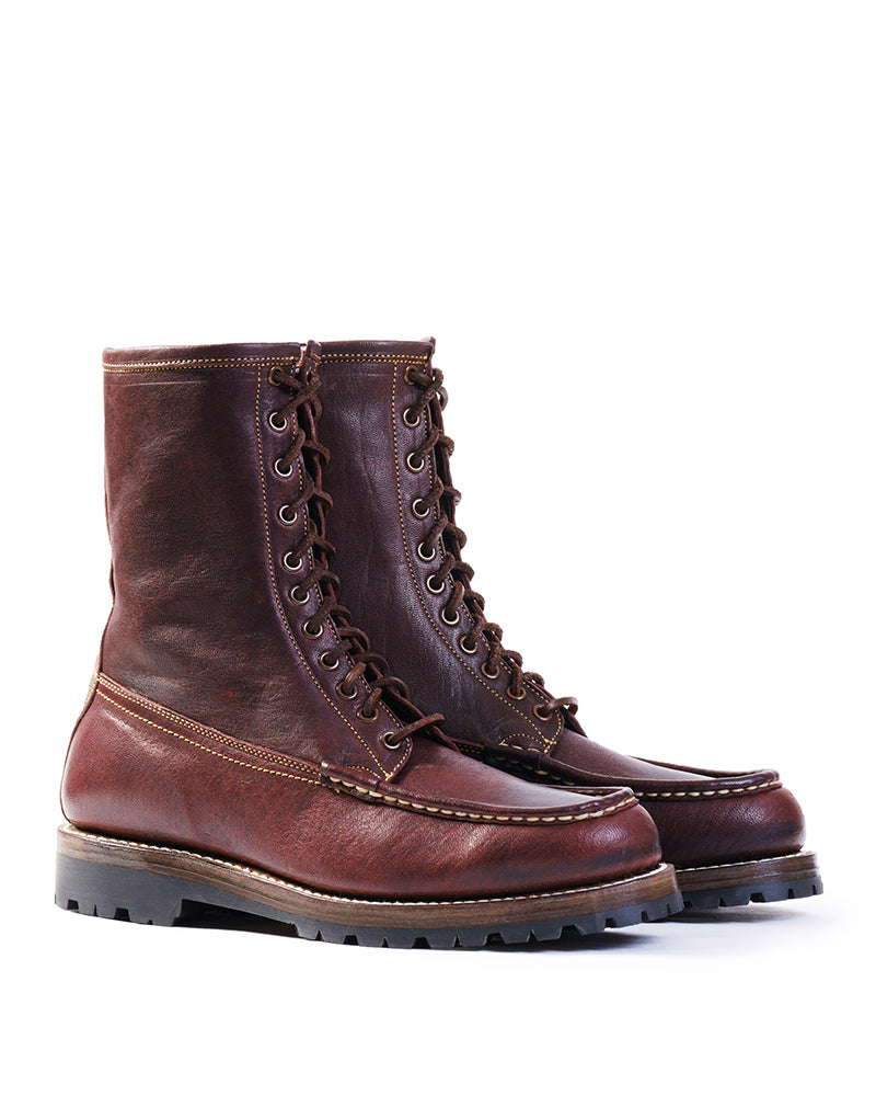 MOHAWK MOCCASIN BOOTS / EZO SHIKA DEERSKIN BURNT BURGUNDY