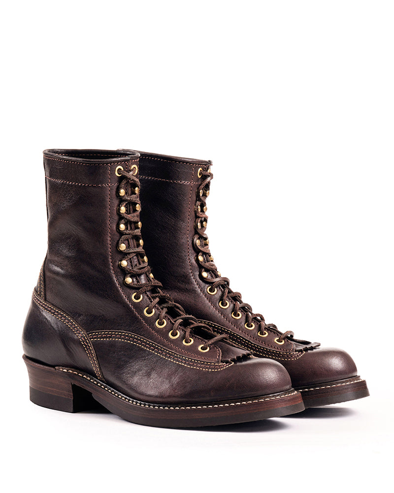 【PRE-ORDER】DONKEY PUNCHER BOOTS 8" / EZO SHIKA DEERSKIN BURNT DARK BROWN