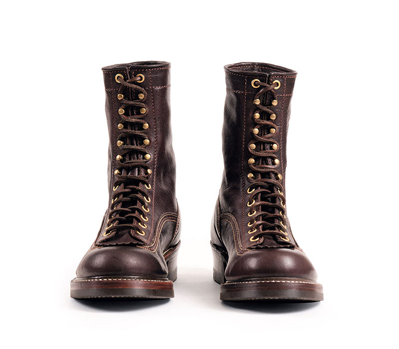 【PRE-ORDER】DONKEY PUNCHER BOOTS 8" / EZO SHIKA DEERSKIN BURNT DARK BROWN