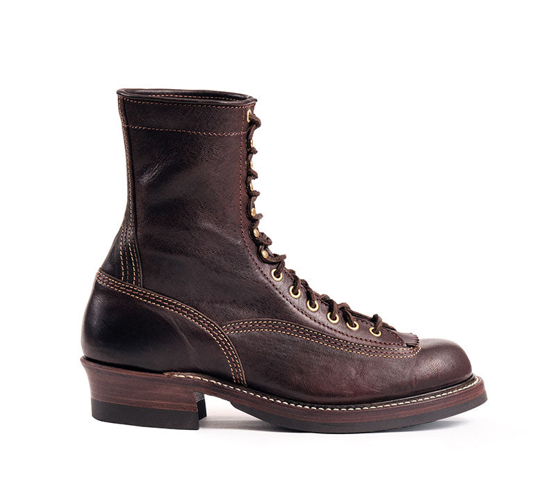 DONKEY PUNCHER BOOTS 8" / EZO SHIKA DEERSKIN BURNT DARK BROWN