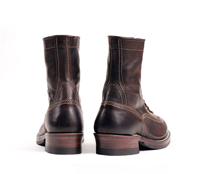 DONKEY PUNCHER BOOTS 8" / EZO SHIKA DEERSKIN BURNT DARK BROWN