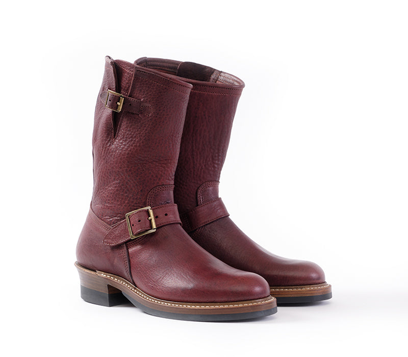 WABASH ENGINEER BOOTS EZO SHIKA DEERSKIN BURNT BURGUNDY