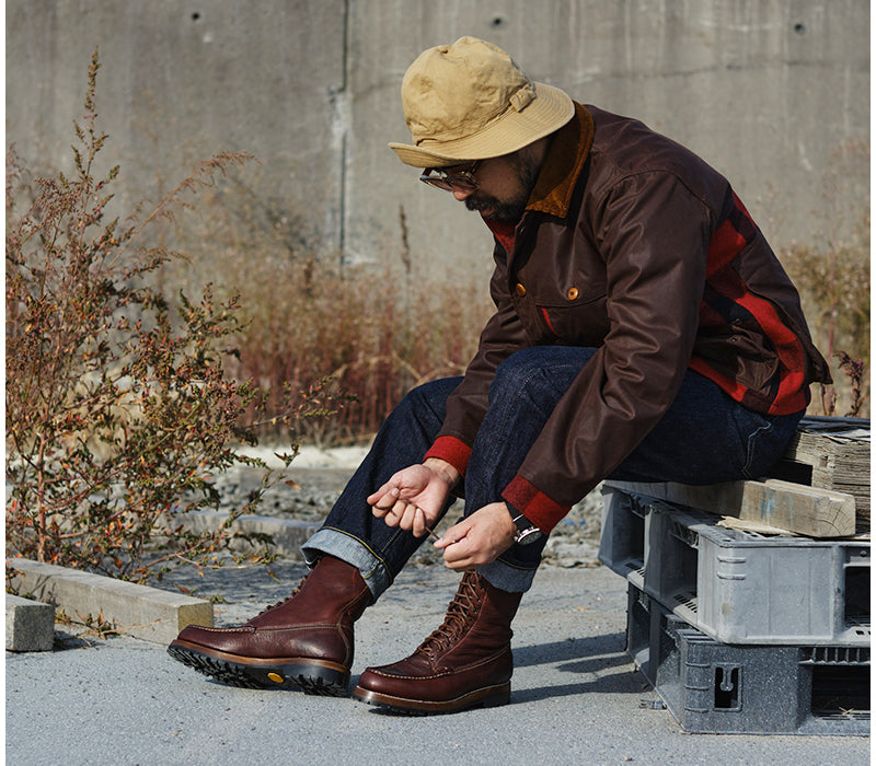 MOHAWK MOCCASIN BOOTS / EZO SHIKA DEERSKIN BURNT BURGUNDY