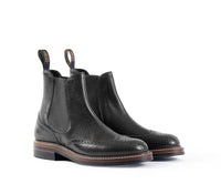 【PRE-ORDER 2024】MEDALLION BROGUE CHELSEA BOOTS / SHINKI HIKAKU HORSEBUTT BLACK