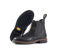 MEDALLION BROGUE CHELSEA BOOTS / SHINKI HIKAKU HORSEBUTT BLACK