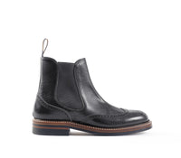 MEDALLION BROGUE CHELSEA BOOTS / SHINKI HIKAKU HORSEBUTT BLACK