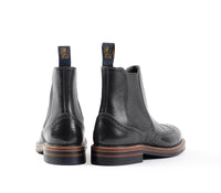 MEDALLION BROGUE CHELSEA BOOTS / SHINKI HIKAKU HORSEBUTT BLACK