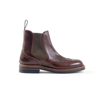 MEDALLION BROGUE CHELSEA BOOTS / SHINKI HIKAKU HORSEBUTT DARK BROWN