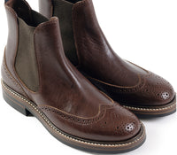 【PRE-ORDER 2024】MEDALLION BROGUE CHELSEA BOOTS / SHINKI HIKAKU HORSEBUTT DARK BROWN