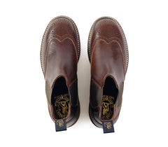 MEDALLION BROGUE CHELSEA BOOTS / SHINKI HIKAKU HORSEBUTT DARK BROWN
